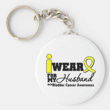 Bladder Cancer I Wear Yellow Ribbon For My Husband Key Chain