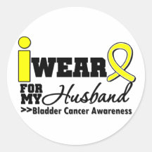 Bladder Cancer I Wear Yellow Ribbon For My Husband Round Sticker