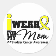 Bladder Cancer I Wear Yellow Ribbon For My Mom Round Sticker