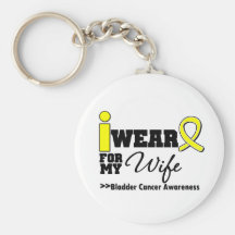 Bladder Cancer I Wear Yellow Ribbon For My Wife Keychains