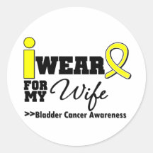 Bladder Cancer I Wear Yellow Ribbon For My Wife Round Sticker