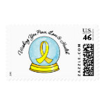 Bladder Cancer Ribbon Merry Christmas Snowglobe Postage Stamps