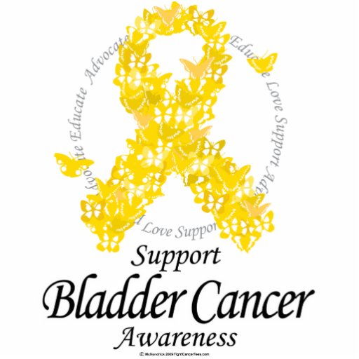 Bladder Cancer Ribbon Of Butterflies Photo Sculpture