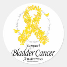 Bladder Cancer Ribbon Of Butterflies Round Sticker
