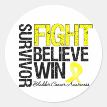Bladder Cancer Survivor Fight Believe Win Motto Sticker