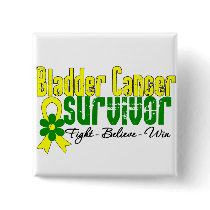 Bladder Cancer Survivor Flower Ribbon buttons by cancerapparel Bladder Cancer Survivor Flower Ribbon buttons