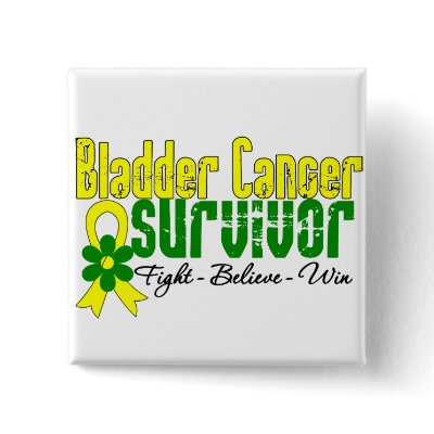Bladder Cancer Survivor Flower Ribbon pinback buttons