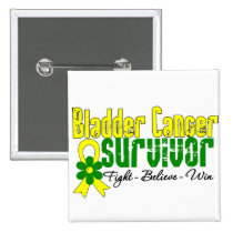Bladder Cancer Survivor Flower Ribbon Pins