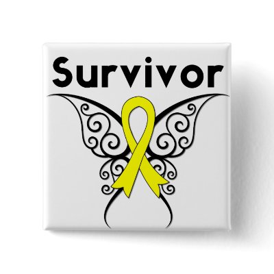 Bladder Cancer Survivor Tribal Butterfly pinback buttons