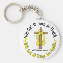 Bladder Cancer WITH GOD CROSS 1 Key Chains