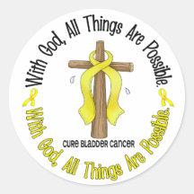 Bladder Cancer WITH GOD CROSS 1 Sticker