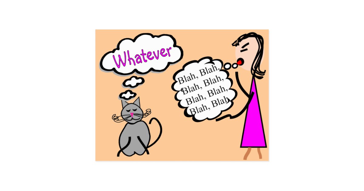 "Blah Blah Blah--Whatever!"--Cat Lovers Gifts Postcard | Zazzle