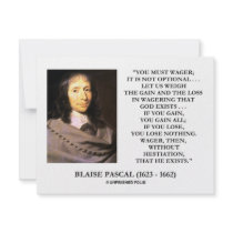 Blaise Pascal Gain Loss Wagering God Exists Quote Personalized Invite