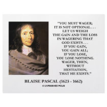 Blaise Pascal Gain Loss Wagering God Exists Quote Customized Letterhead