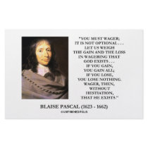 Blaise Pascal Gain Loss Wagering God Exists Quote stationery