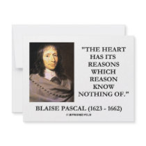 Blaise Pascal Heart Reasons Reason Know Nothing Of invitations
