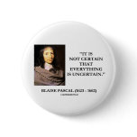 Blaise Pascal Not Certain Everything Is Uncertain Button