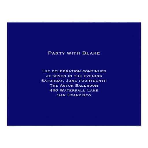 Blake Blue Silver Bar Mitzvah Reception Announcement