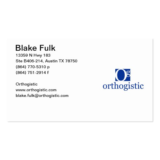 Blake Fulk Business Card (front side)