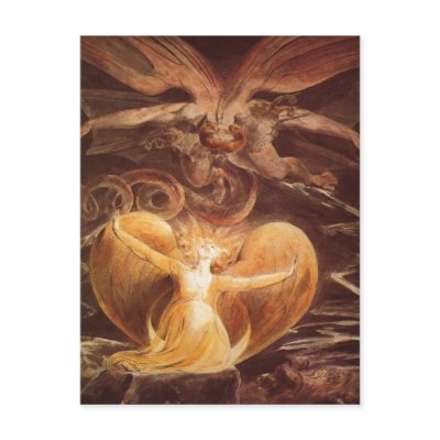 Blake, William Der gro?e Rote Drache und die mit d Postcard by rahulbiswas