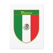 Blanco Mexico Flag Shield postcards