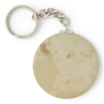 Blank Antique Stained 1870's Round Button Keychain