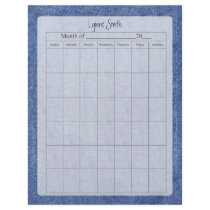 Blank Calendar Page, Denim Custom Letterhead