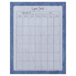 Blank Calendar Page, Denim Custom Letterhead