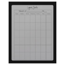 Blank Calendar Page for school, Just Plain Black Custom Letterhead