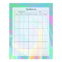 Blank Calendar Page, Pastel Design Personalized Letterhead