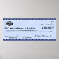 Blank Check for Sweepstakes & Awards BLUE ART DECO Posters