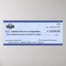 Blank Check for Sweepstakes & Awards BLUE ART DECO Posters