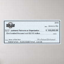 Blank Check for Sweepstakes & Awards Posters