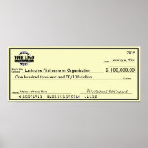 Blank Check for Sweepstakes & Awards YELLOW Poster