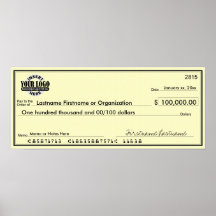 Blank Check for Sweepstakes & Awards YELLOW Poster