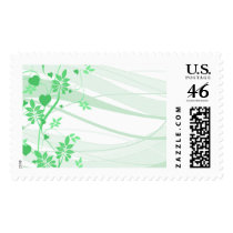 Blank Elegant Green Floral Postage postage