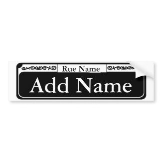 Blank French Quarter Street Sign, Add Name bumpersticker