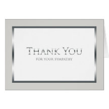 Blank Funeral Thank You Note Card - Classic Silver