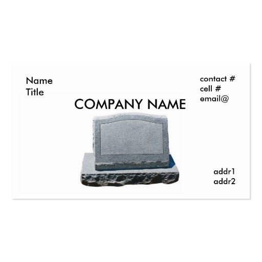 blank headstone business card template
