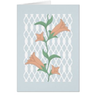 Blank Inside Note Card - Lilies on a Trellis