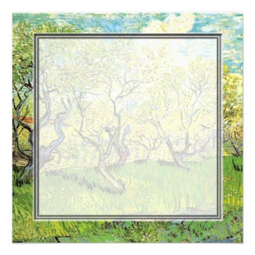 blank invitation. van Gogh Orchard in Blossom