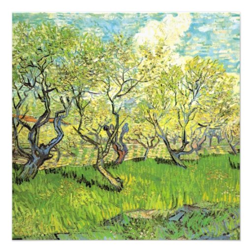 blank invitation. van Gogh Orchard in Blossom