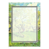 blank invitation. van Gogh Orchard in Blossom Personalized Announcement