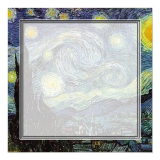 blank invitation, van Gogh starry night
