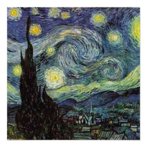blank invitation, van Gogh starry night