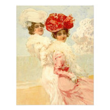 Blank Invitation Vintage Victorian Friends Beach