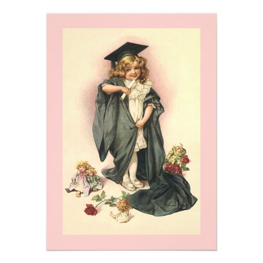 Blank Invitations Vintage Graduation Dolls & Roses