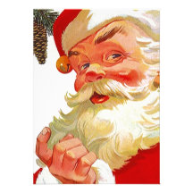 Blank Invitations Vintage Santa Beckoning Join Us