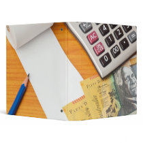 Blank list with Australian dollars and calculator 3 Ring Binder