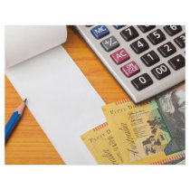Blank list with Australian dollars and calculator Custom Flyer